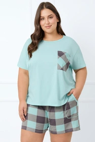 Italian Fashion Sandra kr.r. kr.sp. Nocna piżama, j.turkus/druk turkus