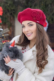 Vivisence 7037 Nakrycie głowy beret, bordowy