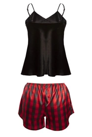 Dkaren DK-KK-017 Nocna komplet top + szorty, czarny-krata