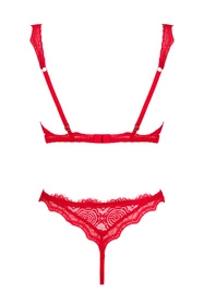 Obsessive Bergamore 2-pcs set Nocna komplet biustonosz + stringi, czerwony