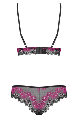 Obsessive Tulia set Nocna komplet biustonosz + stringi, czarny