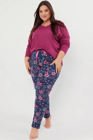 Italian Fashion Folk dł.r. dł.sp. Nocna piżama, jeżyna/druk