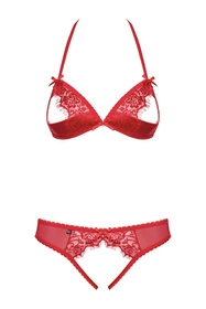 Obsessive 870-SEC-3 Nocna komplet biustonosz + stringi, czerwony