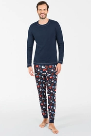 Italian Fashion Rojas dł.r. dł.sp. Nocna piżama, granat/druk