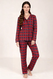Vivisence 2067 Nocna piżama, czerwony-krata