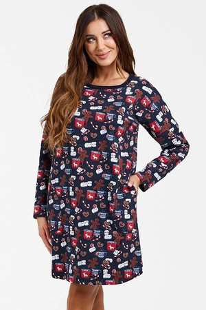 Italian Fashion Cookies dł.r. Nocna koszula, druk/granat