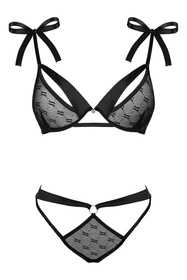 Obsessive Obsessivia set Nocna komplet biustonosz + figi, czarny