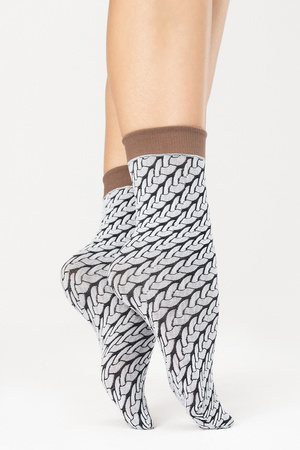 Fiore Cute Knit 40 DEN G1136 Wyr�b po�czoszniczy skarpetki, white