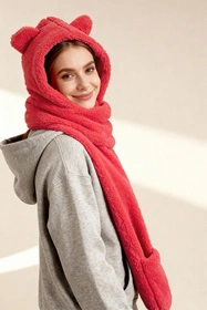 Vivisence 70107 Nakrycie głowy kaptur, malinowy