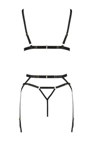 Passion Meggy set Nocna komplet biustonosz + stringi, black