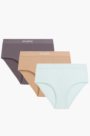 Atlantic 3CLP-009 3-pack Majtki wysokie figi, beżowy/kamienny/miętowy