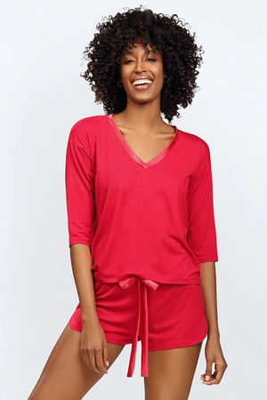 Dkaren Edith Nocna komplet koszulka + szorty, czerwony