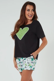 Italian Fashion Picos kr.r. kr.sp. Nocna piżama, czarny/druk