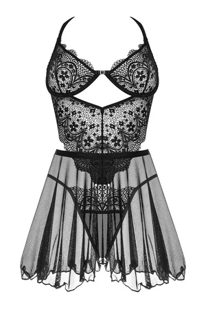 Beauty Night Dark Mirage chemise BN6744 Nocna komplet koszulka + stringi, black