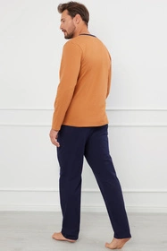 Italian Fashion Juliusz dł.r. dł.sp. Nocna piżama, koniak/granat