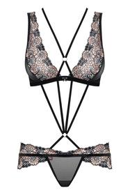 Obsessive 873-SEA-1 Nocna komplet biustonosz + stringi, czarny