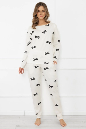 Italian Fashion Figaro dł.r. dł.sp. Nocna piżama, druk/biały