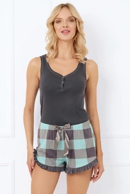 Italian Fashion Sandra sz.r. kr.sp. Nocna piżama, grafit/druk turkus