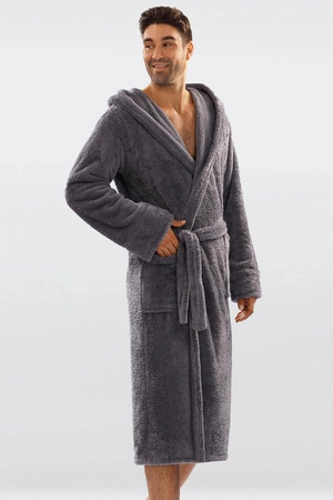 Dkaren 130 z kapturem Nocna szlafrok, szary