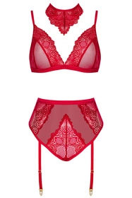 Beauty Night Cristalyn set BN6756 Nocna komplet biustonosz + figi, cherry