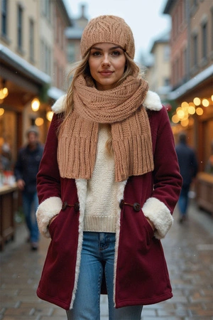 Vivisence 70112Kmpl Komplet czapka+szalik, beżowy