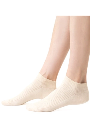 Steven 137 prążki Skarpety stopki, kremowy 003