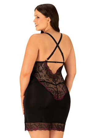 Obsessive Vanessme chemise Nocna komplet koszulka + stringi, czarny