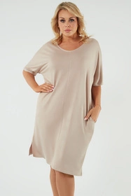 Italian Fashion Soler tunika kr.r. Sukienka klasyczna, beż