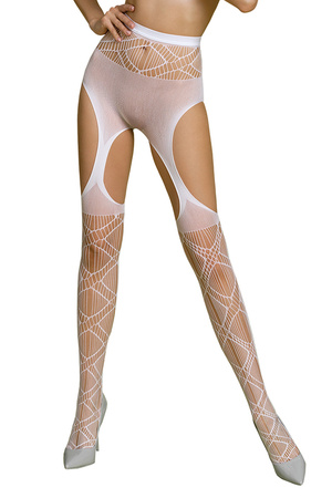 Passion ECO S005 Wyrób pończoszniczy pończochy z pasem, white