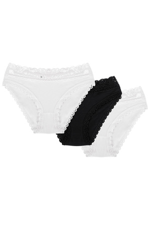 Wol-Bar Soft Lovely 3-pak Majtki figi, bia�y-bia�y-czarny