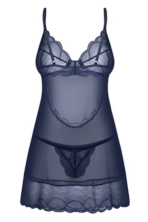 Obsessive Nightly Blue chemise Nocna komplet koszulka + stringi, navy blue