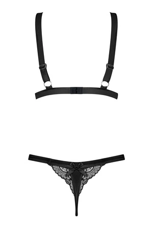 Obsessive Eloissa 2-pcs set Nocna komplet biustonosz + stringi, czarny