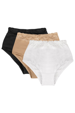Mitex Eva 3-pak Majtki wysokie figi, bia�y/be�/czarny