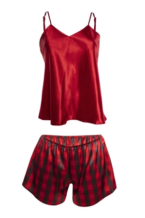 Dkaren DK-KK-016 Nocna komplet top + szorty, czerwony-krata