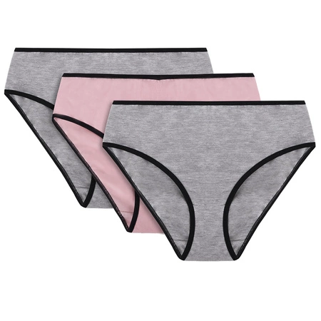 Vivisence 4016 3-pack Majtki figi, gumka czarna: szary/róż/szary