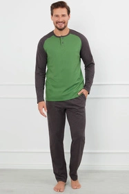 Italian Fashion Aleksander dł.r. dł.sp. Nocna piżama, zielony/c.melanż