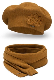 Vivisence 7006Kmpl Komplet beret+szalik, miodowy