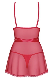Obsessive Lovlea babydoll Nocna komplet koszulka + stringi, czerwony