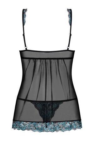 Obsessive Amanta babydoll Nocna komplet koszulka + stringi, czarny