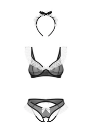 Obsessive Naughty Maid 3-pcs costume Nocna sexy kostium, black