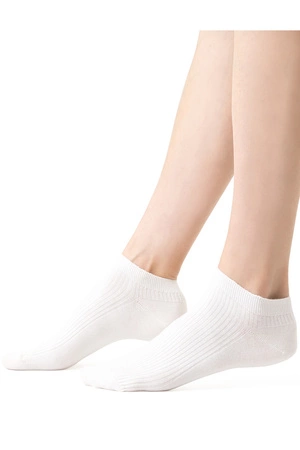 Steven 137 prążki Skarpety stopki, ecru 002