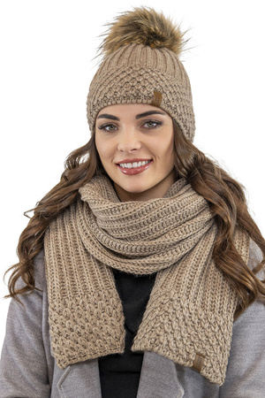 Vivisence 7016Kmpl Komplet czapka+szalik, be�owy