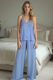 Vivisence 2046 Nocna komplet top + spodnie, błękitny