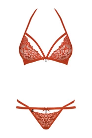 Obsessive 838-SET-3 Nocna komplet biustonosz + stringi, czerwony