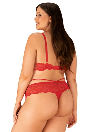 Obsessive Loventy 2-pcs set Nocna komplet biustonosz + stringi, czerwony