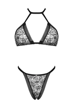 Obsessive Xenita set Nocna komplet biustonosz + stringi, czarny