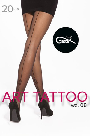 Gatta Tattoo 08 20 DEN Wyr�b po�czoszniczy rajstopy, nero