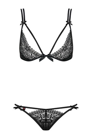 Obsessive Intensa set Nocna komplet biustonosz + stringi, czarny
