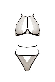 Passion Chika set Nocna komplet biustonosz + figi, cream