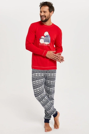 Italian Fashion Arktyka Men dł.r. dł.sp. Nocna piżama, czerwony/druk